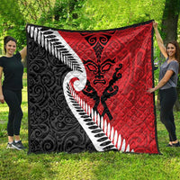 Silver Fern Koru Swirls with Maori Ta Moko Quilt LT9 - Polynesian Pride