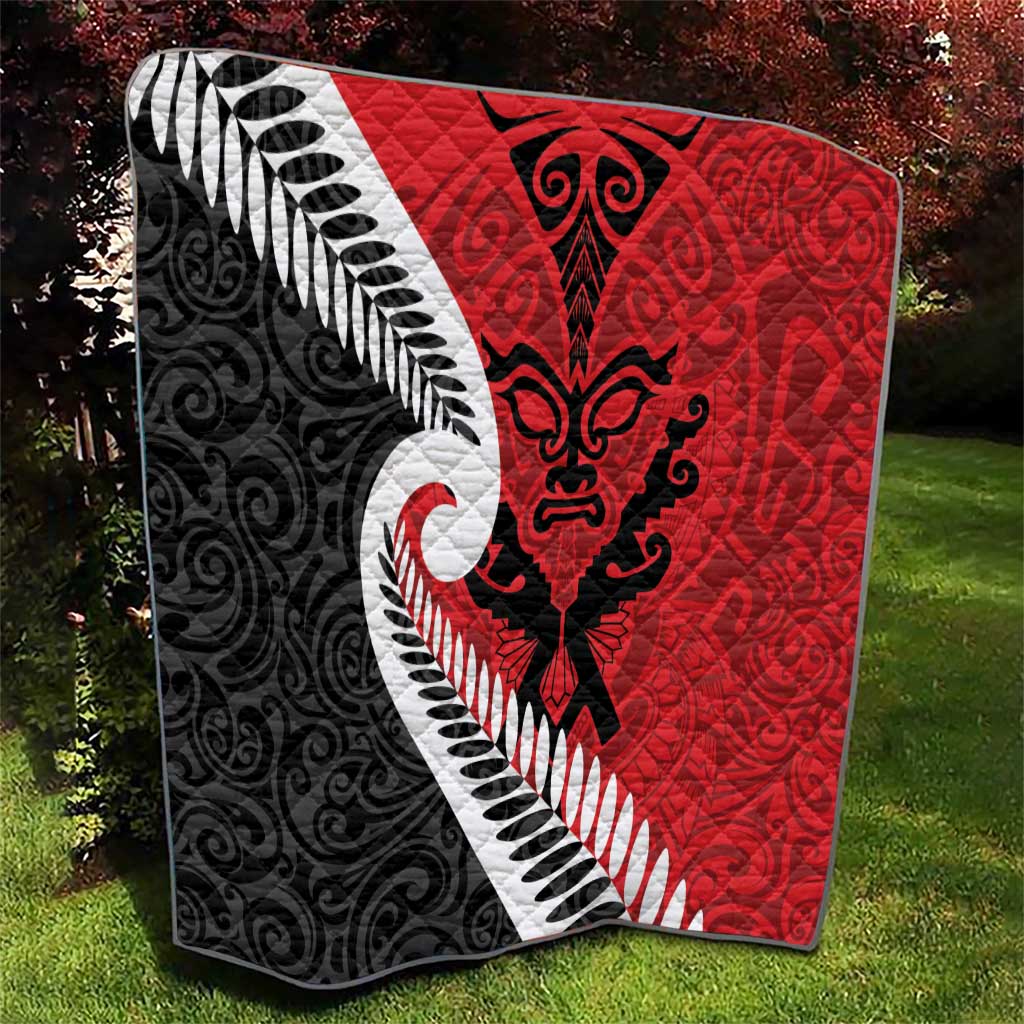 Silver Fern Koru Swirls with Maori Ta Moko Quilt LT9 - Polynesian Pride