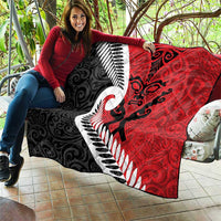 Silver Fern Koru Swirls with Maori Ta Moko Quilt LT9 - Polynesian Pride
