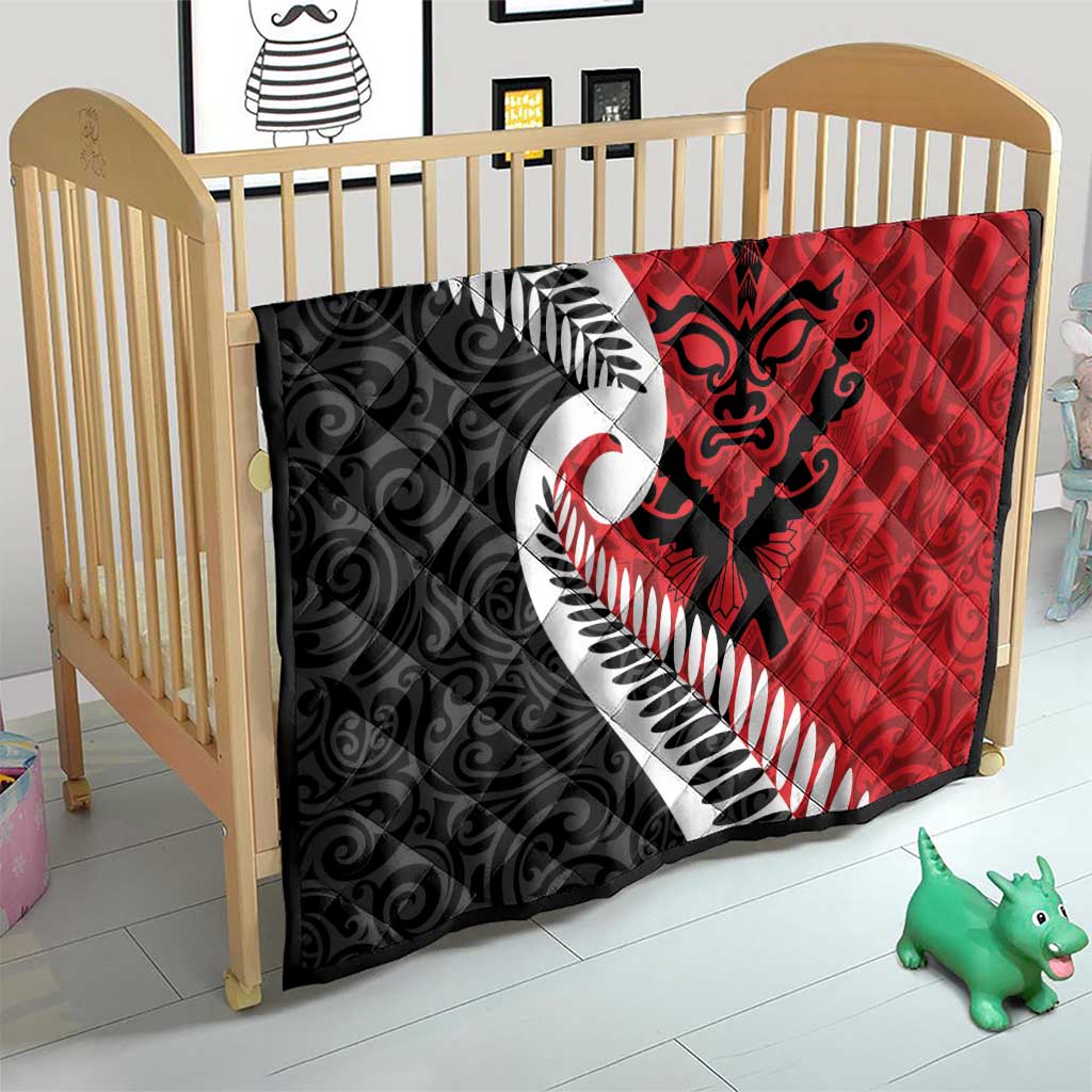 Silver Fern Koru Swirls with Maori Ta Moko Quilt LT9 - Polynesian Pride