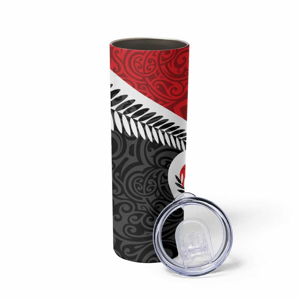 Silver Fern Koru Swirls with Maori Ta Moko Skinny Tumbler LT9 - Polynesian Pride