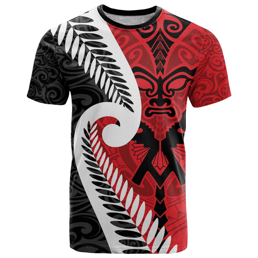 Silver Fern Koru Swirls with Maori Ta Moko T Shirt