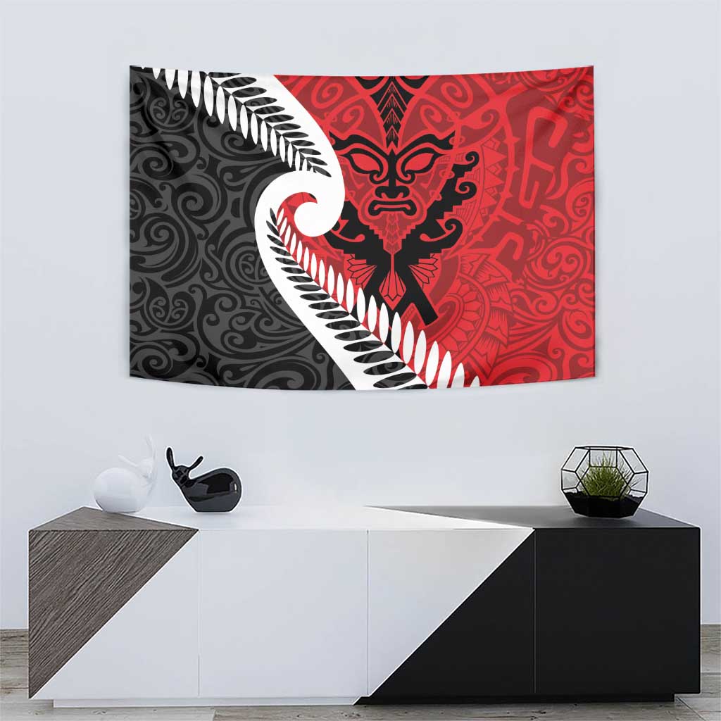 Silver Fern Koru Swirls with Maori Ta Moko Tapestry