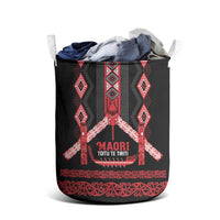 Toitu Te Tiriti Waitangi Laundry Basket Black Wharenui House - Polynesian Pride