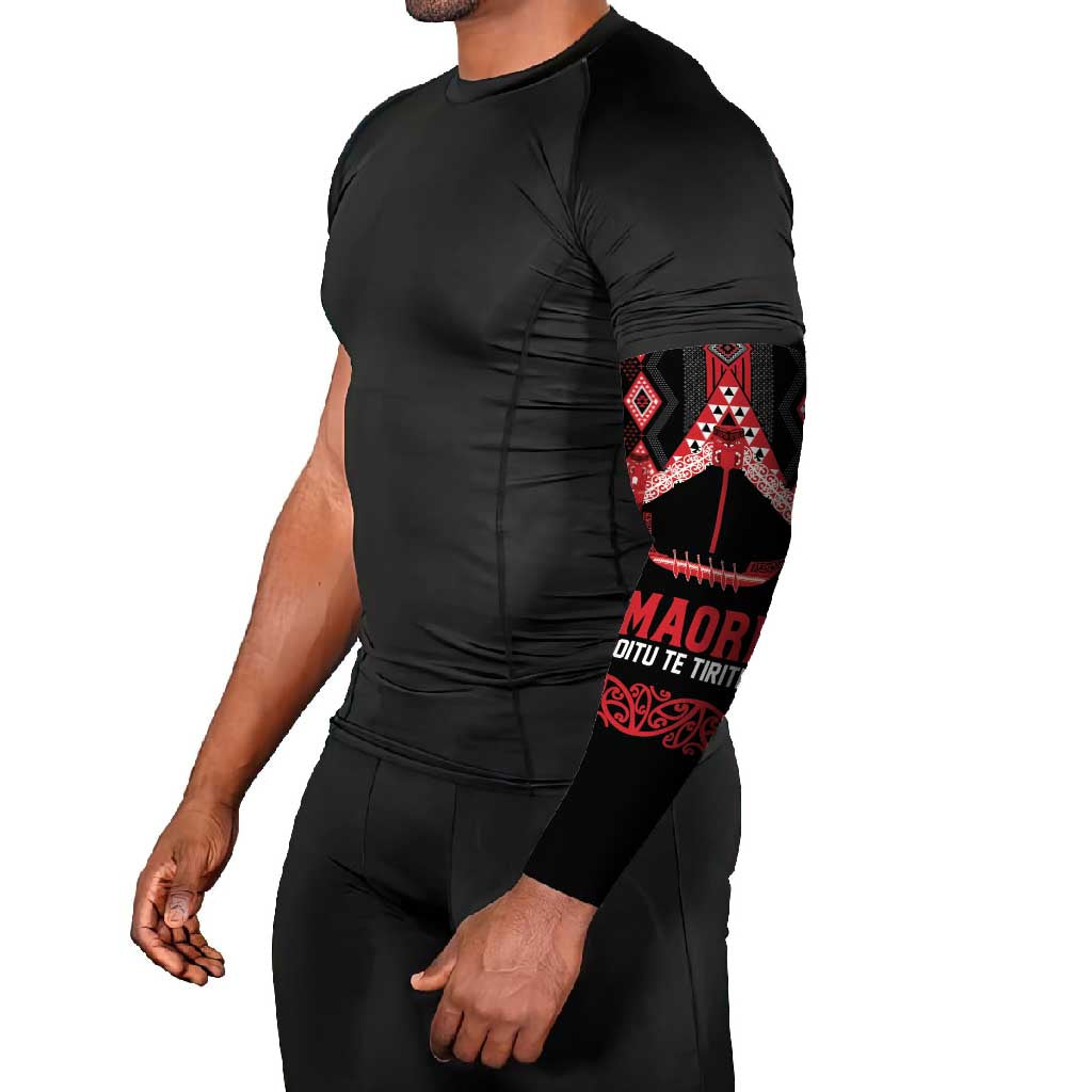 Toitu Te Tiriti Waitangi Arm Sleeves Black Wharenui House - Polynesian Pride