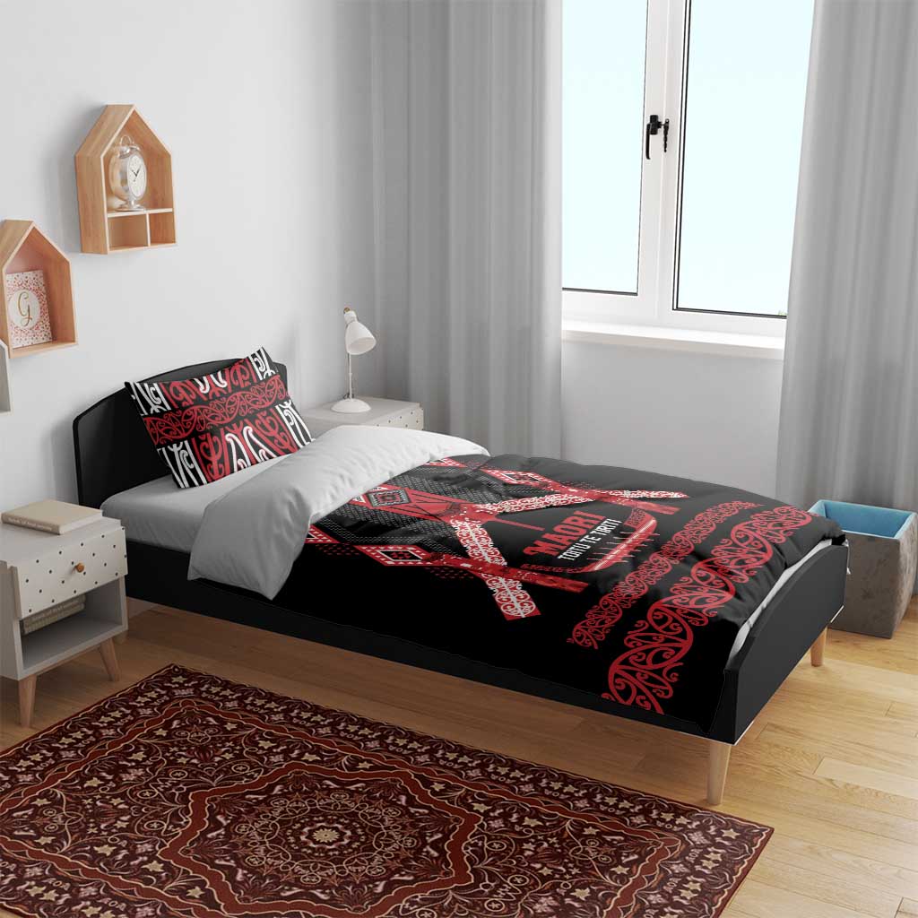 Toitu Te Tiriti Waitangi Bedding Set Black Wharenui House - Polynesian Pride