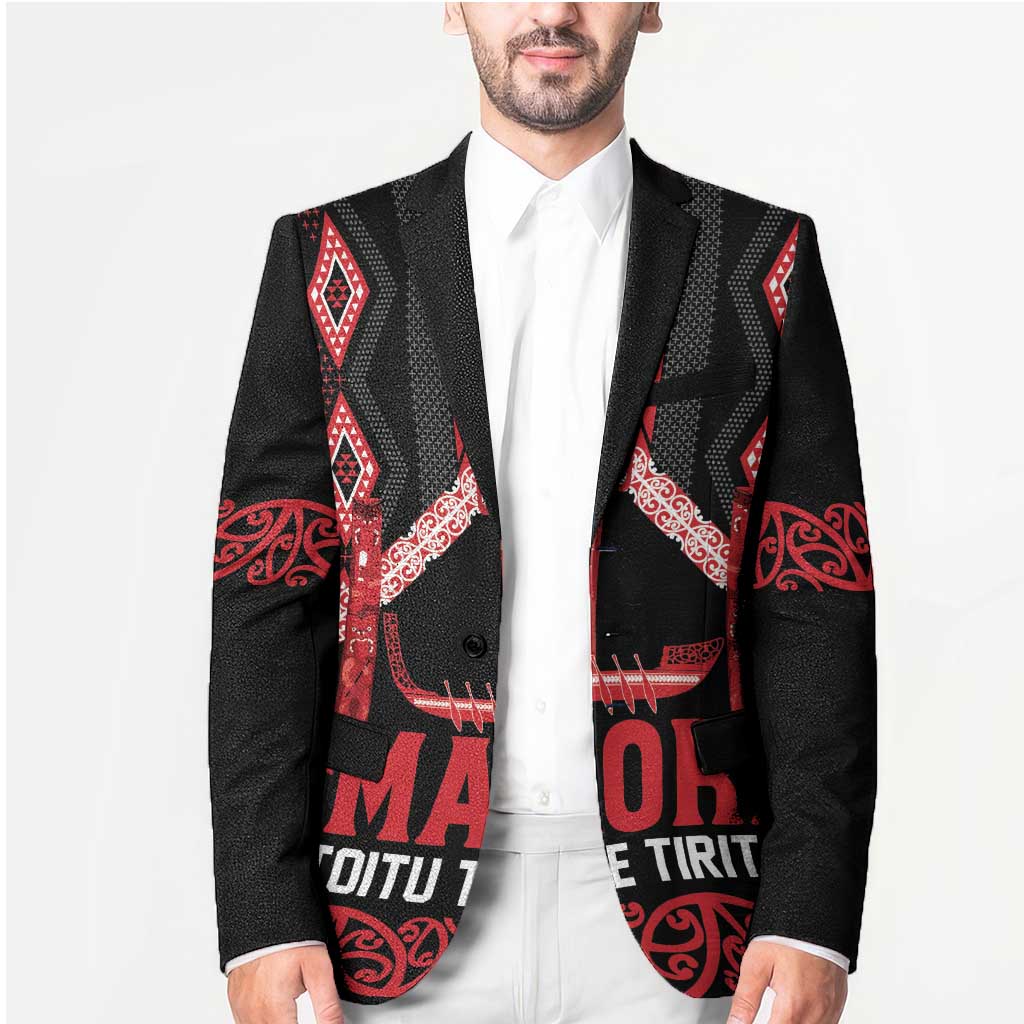 Toitu Te Tiriti Waitangi Blazer Black Wharenui House LT9 - Polynesian Pride