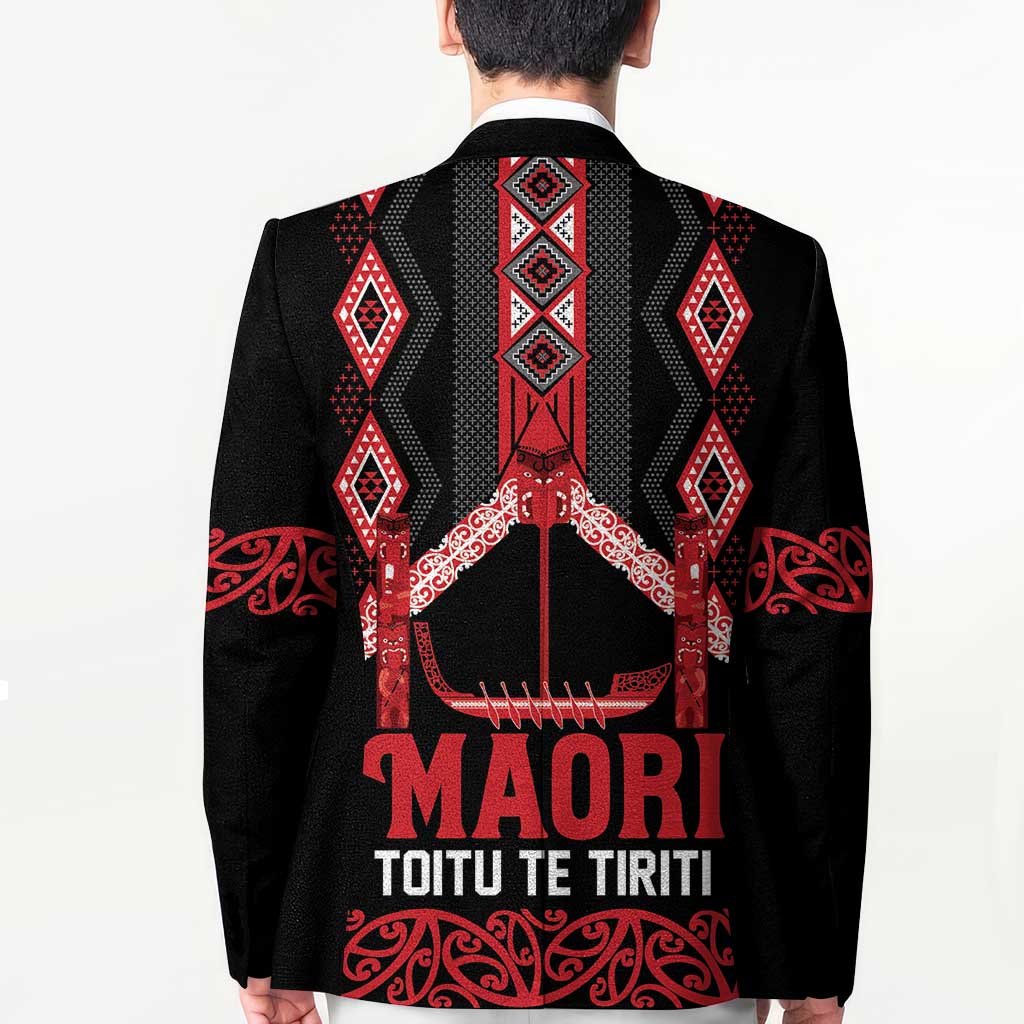 Toitu Te Tiriti Waitangi Blazer Black Wharenui House LT9 - Polynesian Pride