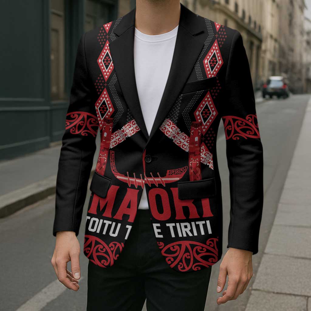 Toitu Te Tiriti Waitangi Blazer Black Wharenui House LT9 - Polynesian Pride