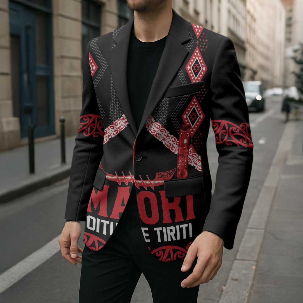 Toitu Te Tiriti Waitangi Blazer Black Wharenui House LT9 - Polynesian Pride