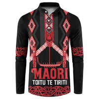 Toitu Te Tiriti Waitangi Button Sweatshirt Black Wharenui House LT9 Black - Polynesian Pride