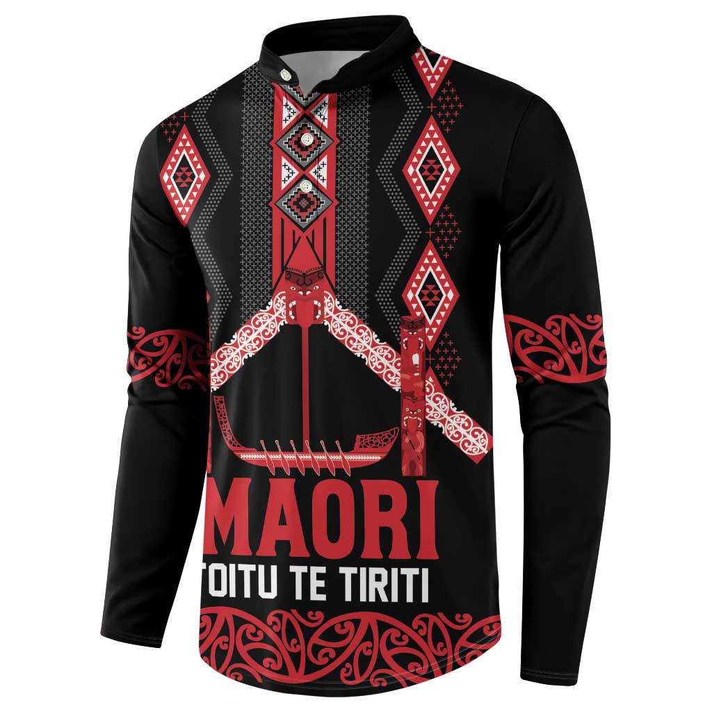 Toitu Te Tiriti Waitangi Button Sweatshirt Black Wharenui House LT9 - Polynesian Pride