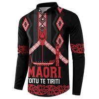 Toitu Te Tiriti Waitangi Button Sweatshirt Black Wharenui House LT9 - Polynesian Pride