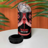Toitu Te Tiriti Waitangi 4 in 1 Can Cooler Tumbler Black Wharenui House LT9 - Polynesian Pride