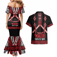 Toitu Te Tiriti Waitangi Couples Matching Mermaid Dress and Hawaiian Shirt Black Wharenui House - Polynesian Pride