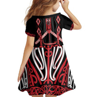 Toitu Te Tiriti Waitangi Family Matching Long Sleeve Bodycon Dress and Hawaiian Shirt Black Wharenui House LT9 - Polynesian Pride