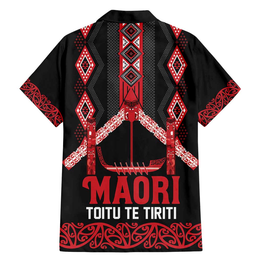 Toitu Te Tiriti Waitangi Family Matching Off Shoulder Short Dress and Hawaiian Shirt Black Wharenui House LT9 - Polynesian Pride