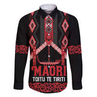 Toitu Te Tiriti Waitangi Family Matching Summer Maxi Dress and Hawaiian Shirt Black Wharenui House LT9 Dad's Shirt - Long Sleeve Black - Polynesian Pride