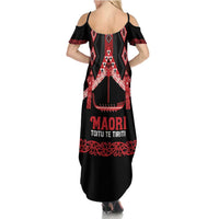Toitu Te Tiriti Waitangi Family Matching Summer Maxi Dress and Hawaiian Shirt Black Wharenui House LT9 - Polynesian Pride