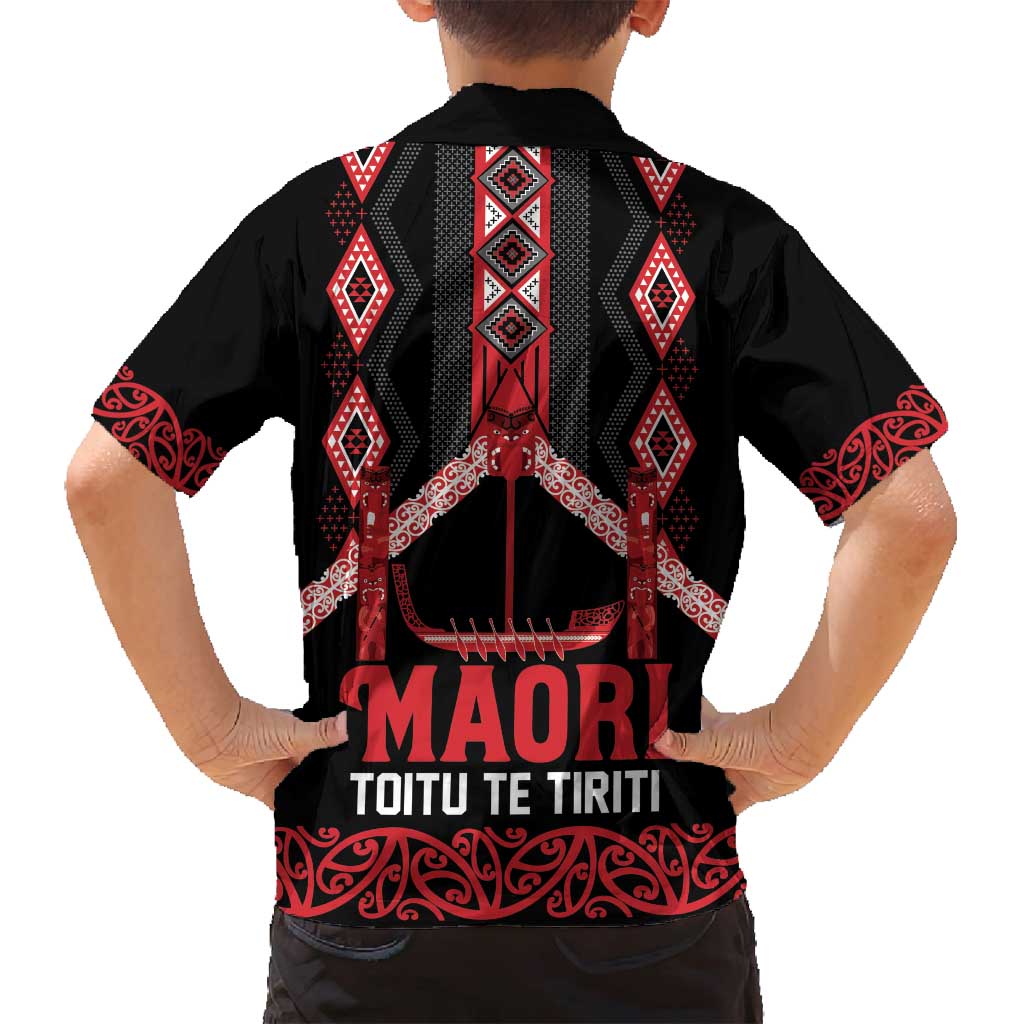Toitu Te Tiriti Waitangi Family Matching Tank Maxi Dress and Hawaiian Shirt Black Wharenui House LT9 - Polynesian Pride
