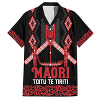 Toitu Te Tiriti Waitangi Family Matching Tank Maxi Dress and Hawaiian Shirt Black Wharenui House LT9 Dad's Shirt - Short Sleeve Black - Polynesian Pride