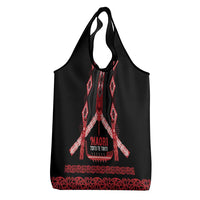 Toitu Te Tiriti Waitangi Grocery Bag Black Wharenui House LT9 - Polynesian Pride