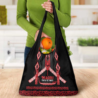 Toitu Te Tiriti Waitangi Grocery Bag Black Wharenui House LT9 - Polynesian Pride