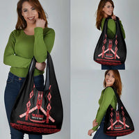 Toitu Te Tiriti Waitangi Grocery Bag Black Wharenui House LT9 - Polynesian Pride
