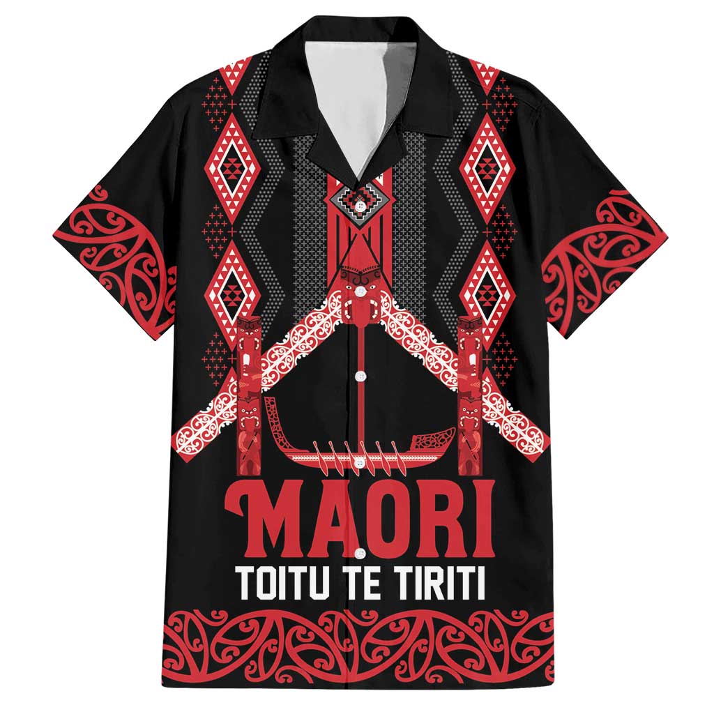 Toitu Te Tiriti Waitangi Hawaiian Shirt Black Wharenui House - Polynesian Pride