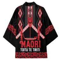 Toitu Te Tiriti Waitangi Kimono Black Wharenui House - Polynesian Pride