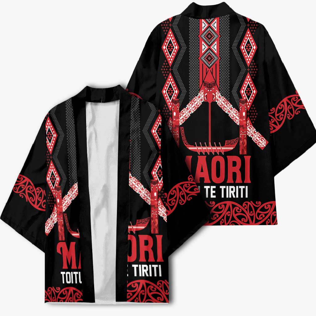 Toitu Te Tiriti Waitangi Kimono Black Wharenui House - Polynesian Pride