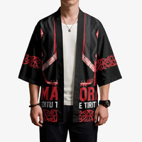 Toitu Te Tiriti Waitangi Kimono Black Wharenui House - Polynesian Pride