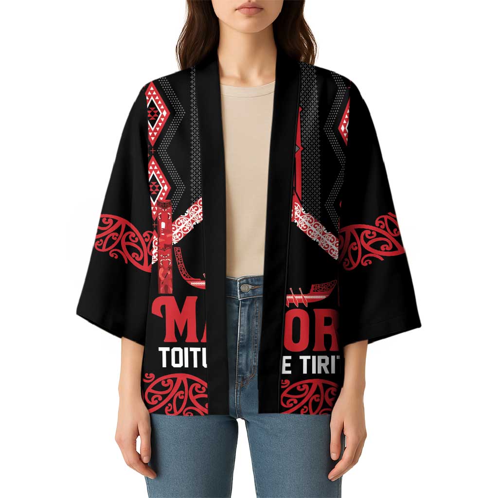 Toitu Te Tiriti Waitangi Kimono Black Wharenui House - Polynesian Pride