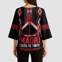 Toitu Te Tiriti Waitangi Kimono Sleeve Blouse Black Wharenui House - Polynesian Pride