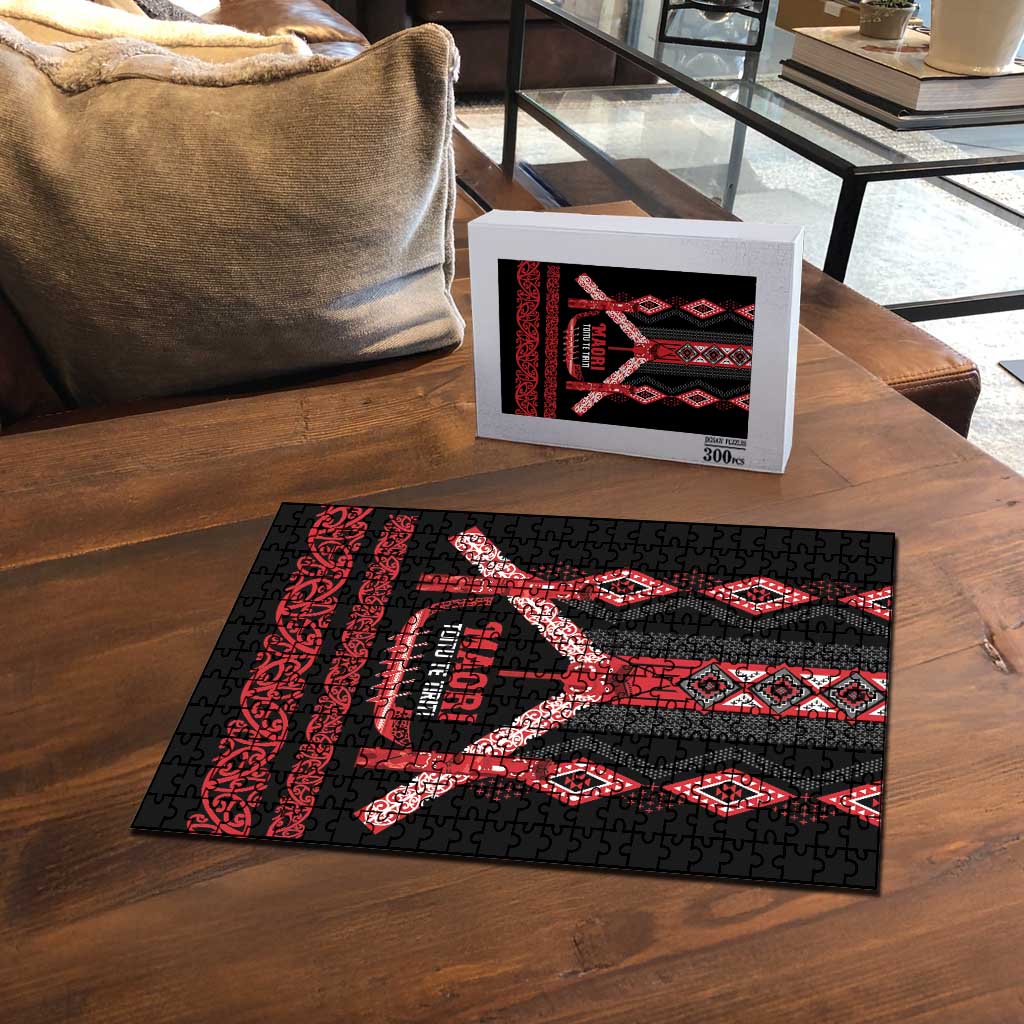 Toitu Te Tiriti Waitangi Puzzle Black Wharenui House LT9 - Polynesian Pride