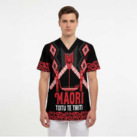 Toitu Te Tiriti Waitangi Scrub Top Black Wharenui House - Polynesian Pride