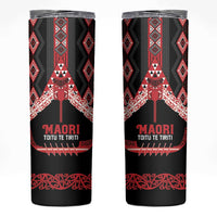 Toitu Te Tiriti Waitangi Skinny Tumbler Black Wharenui House LT9 Black - Polynesian Pride