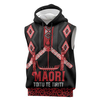 Toitu Te Tiriti Waitangi Sleeveless Hoodie Black Wharenui House LT9 Black - Polynesian Pride