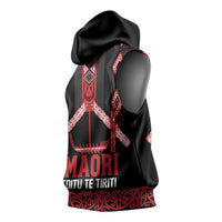 Toitu Te Tiriti Waitangi Sleeveless Hoodie Black Wharenui House LT9 - Polynesian Pride