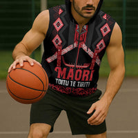 Toitu Te Tiriti Waitangi Sleeveless Zip Hoodie Black Wharenui House LT9 - Polynesian Pride