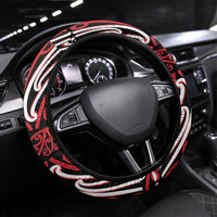 Toitu Te Tiriti Waitangi Steering Wheel Cover Black Wharenui House LT9 Universal Fit Black - Polynesian Pride