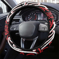 Toitu Te Tiriti Waitangi Steering Wheel Cover Black Wharenui House LT9 - Polynesian Pride