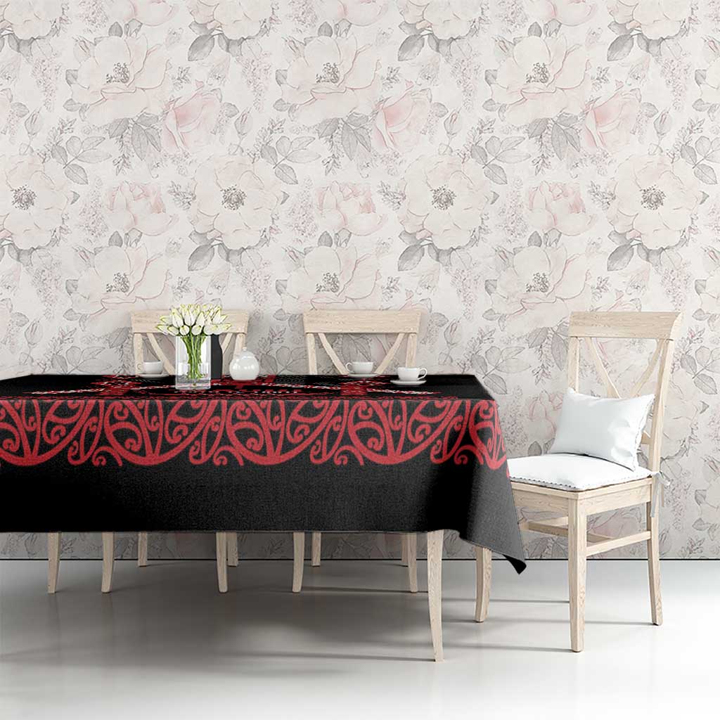 Toitu Te Tiriti Waitangi Tablecloth Black Wharenui House LT9 - Polynesian Pride