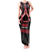 Toitu Te Tiriti Waitangi Tank Maxi Dress Black Wharenui House - Polynesian Pride