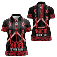 Toitu Te Tiriti Waitangi Women Polo Shirt Black Wharenui House LT9 - Polynesian Pride