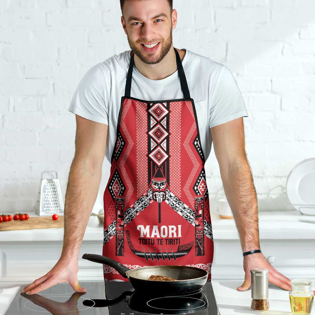 Toitu Te Tiriti Waitangi Apron Red Wharenui House LT9 - Polynesian Pride