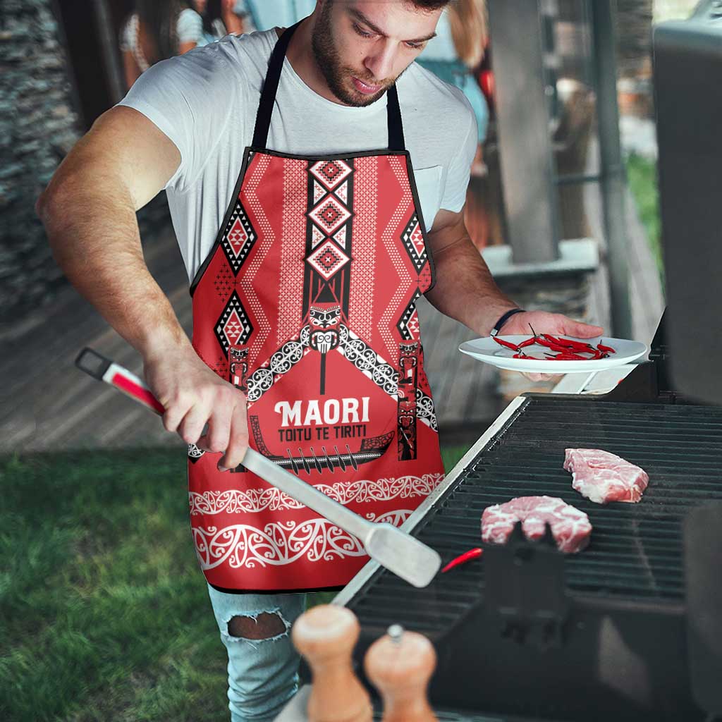 Toitu Te Tiriti Waitangi Apron Red Wharenui House LT9 - Polynesian Pride