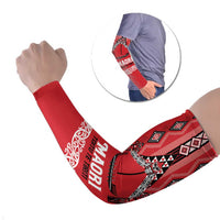 Toitu Te Tiriti Waitangi Arm Sleeves Red Wharenui House LT9 Set of 2 Red - Polynesian Pride