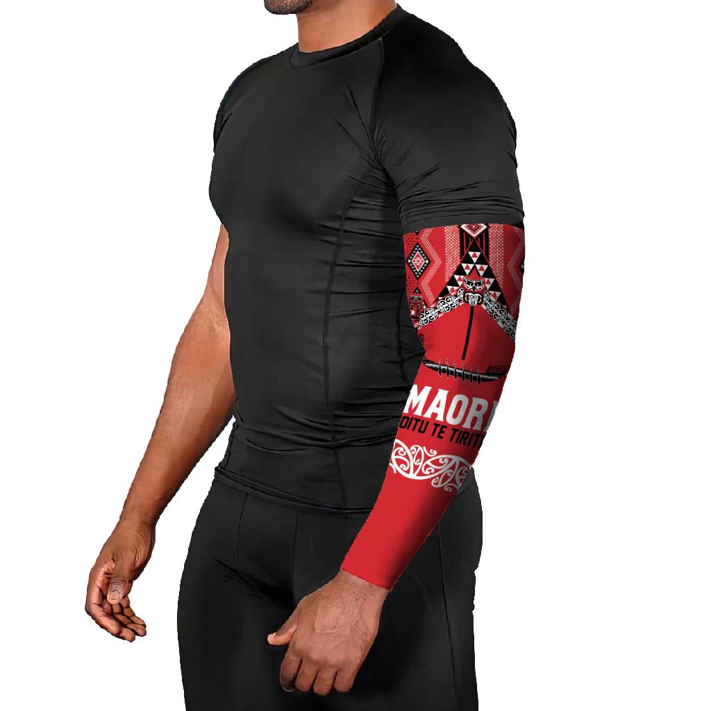 Toitu Te Tiriti Waitangi Arm Sleeves Red Wharenui House LT9 - Polynesian Pride