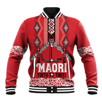 Toitu Te Tiriti Waitangi Baseball Jacket Red Wharenui House - Polynesian Pride